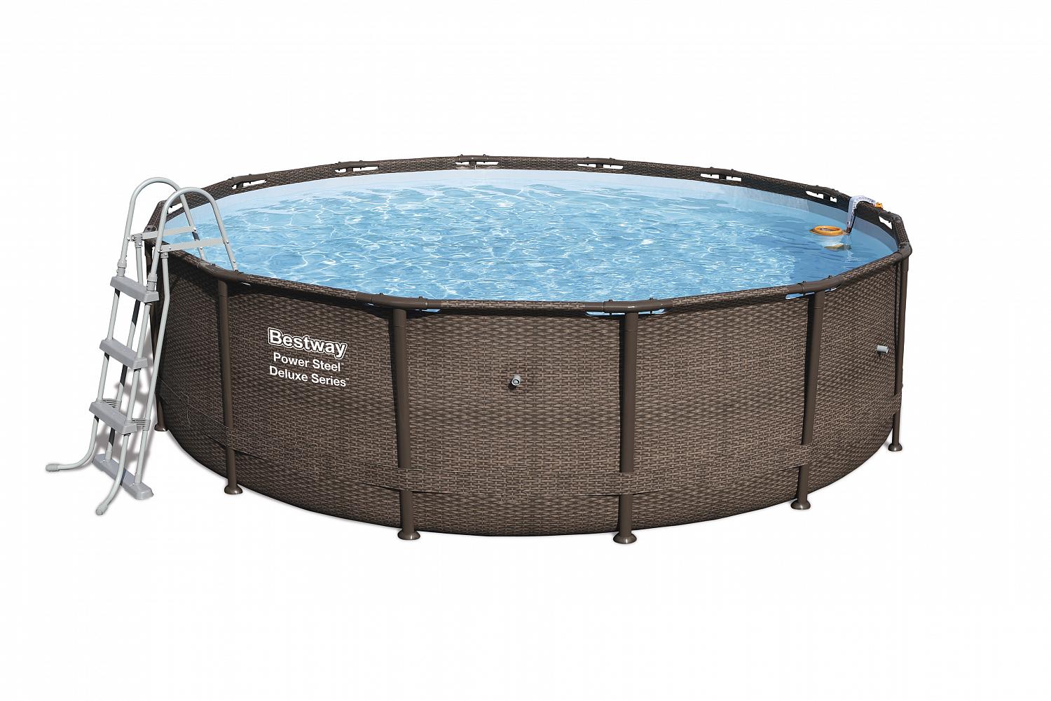 Каркасный бассейн Bestway 56664 BW, Power Steel Deluxe 427х107см, 13030л, подвесной фильтр-насос, лестница, тент